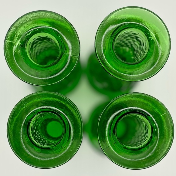 Vintage EO Brody Co. Green Glass Vase 7.5" Tall Bud Vase Diamond Quilt #921 USA - Picture 2 of 8